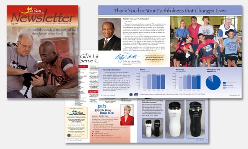 graphic design sample: July newsletter design