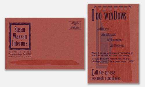 Graphic Design Sample: two-color postcard design on colored paper