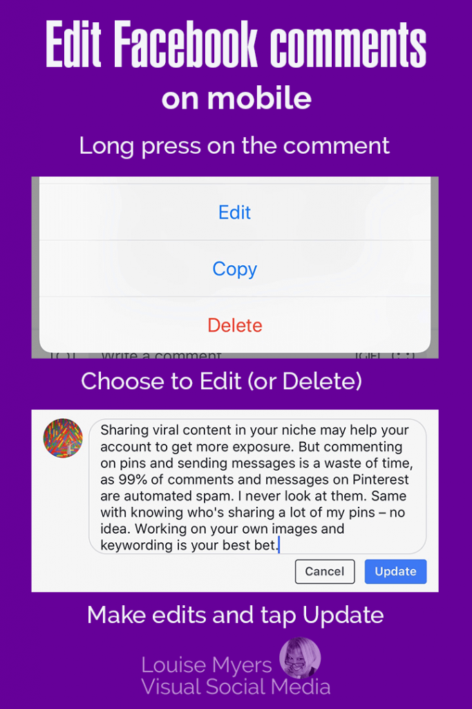 how to edit a facebook comment after posting