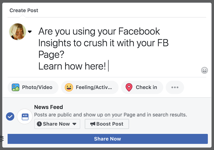 Compose a Facebook status update