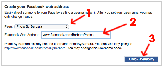 How do i change facebook page url