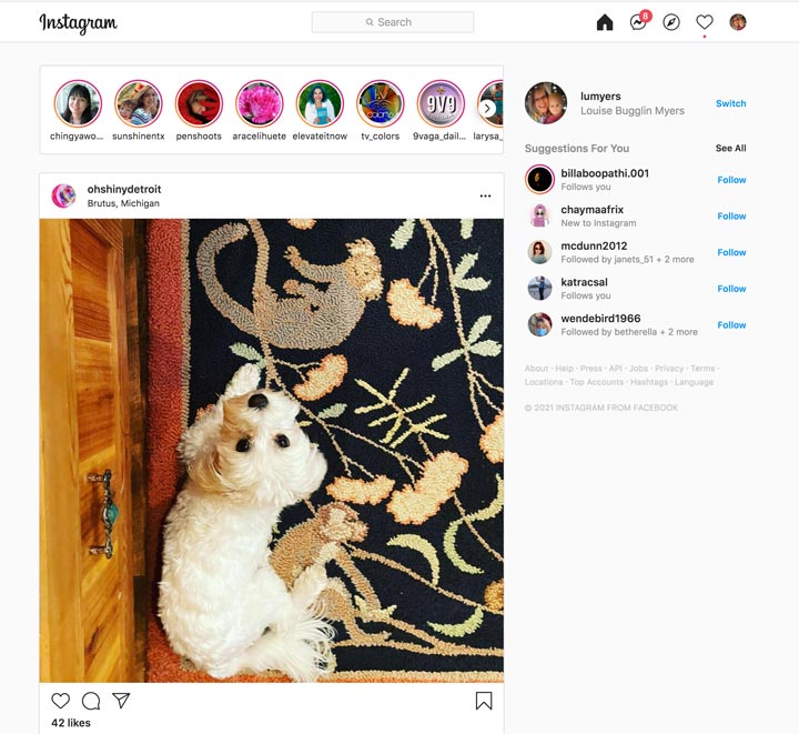 Instagram homepage on desktop.