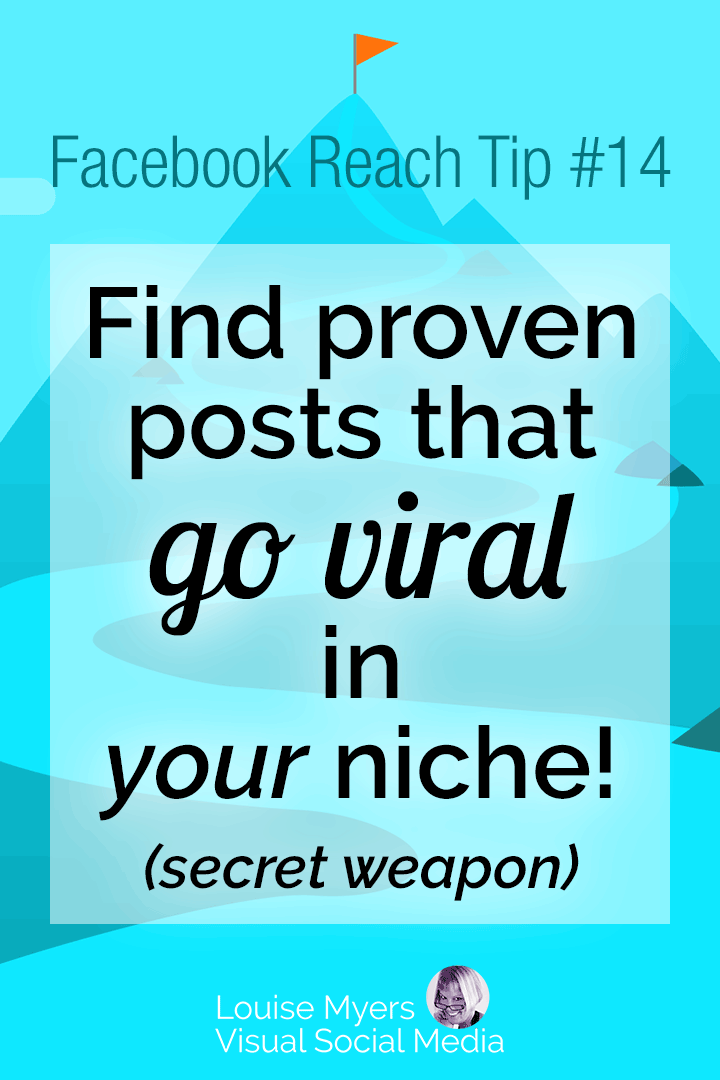 ¿Sabías que hay una manera de encontrar las publicaciones de Facebook más virales, en TU nicho?  Echa un vistazo a esta arma secreta poco conocida.  Úsalo con sabiduría :)