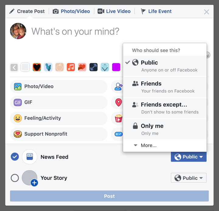 facebook post privacy setting