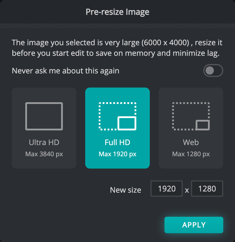 how to resize a large photo in pixlr.