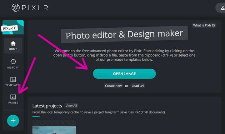 how to open a background image in pixlr.