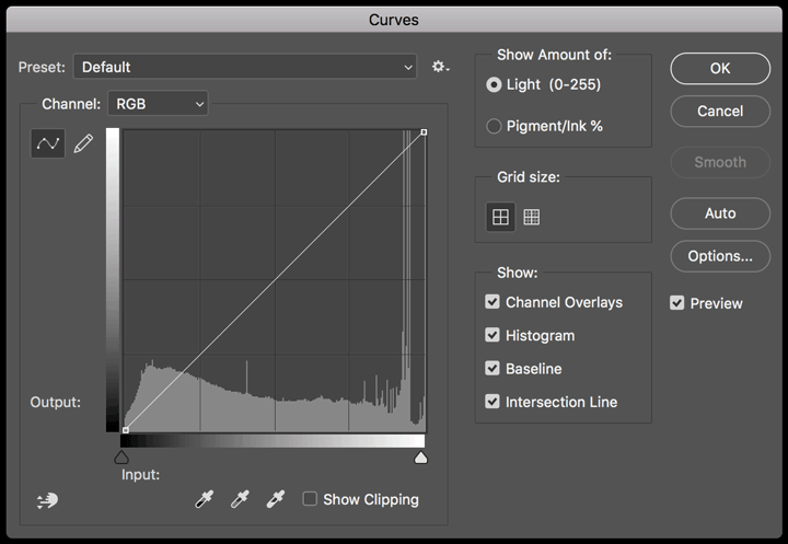 Adobe Photoshop curves panel screenshot.