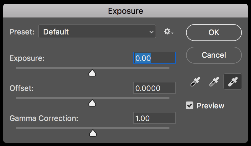 Adobe Photoshop exposure panel screenshot.