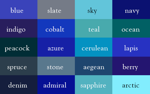 Names Shades Of Green Blue