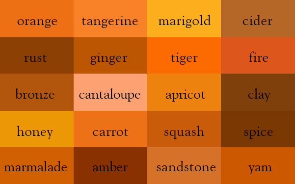 20 color names for orange
