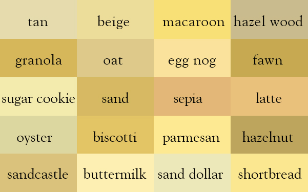 20 color names for tan