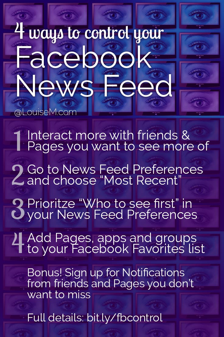 What's in your Facebook newsfeed? A jumble of junk? If you're missing posts from your fave friends and Facebook Pages, take control NOW! Click thru to blog for details.