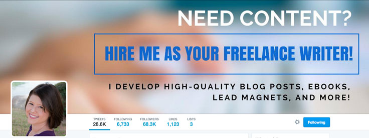 EClearly express your core business offer on your Twitter cover photo.