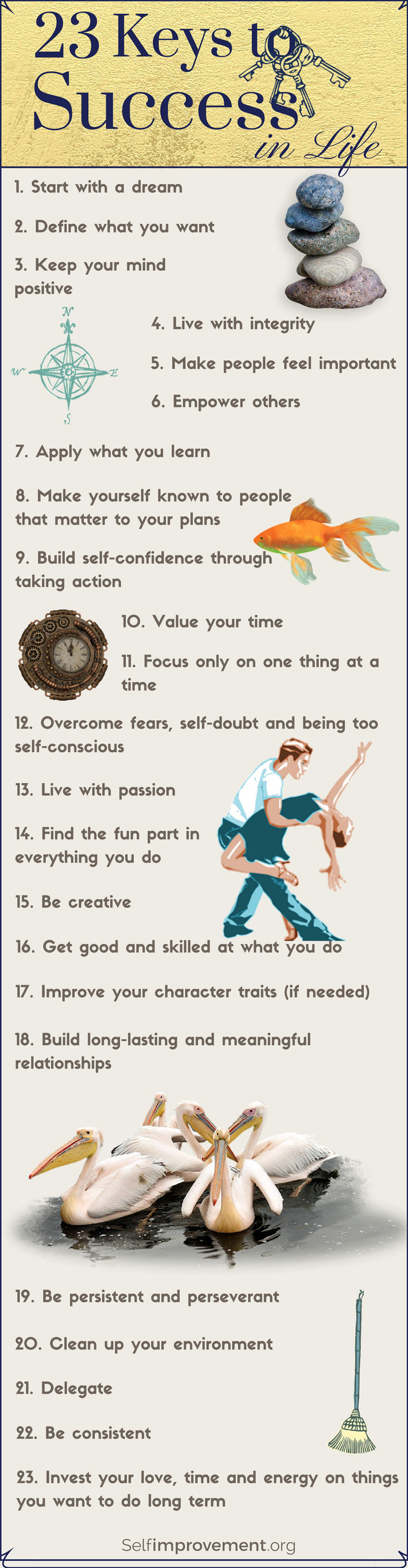 Want to know how to be successful in 2018? Wondering how to make your dreams a reality? Try the simple steps on this infographic: 23 Keys to Success!