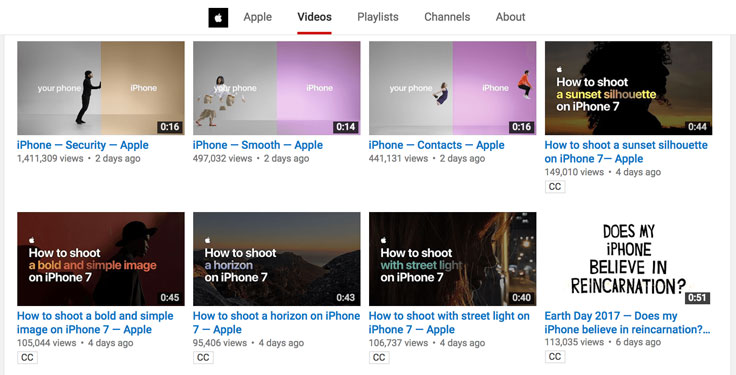 YouTube Thumbnail title examples by Apple