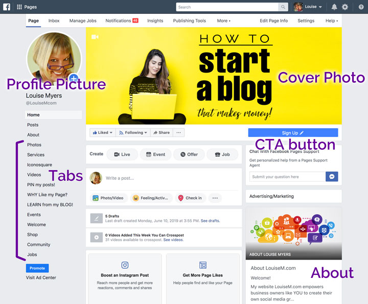 facebook page layout