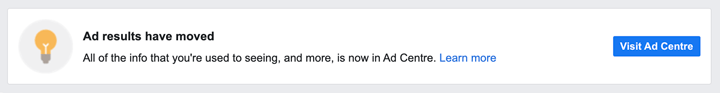 facebook ad insights message