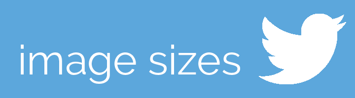 blue Twitter image sizes banner with logo.