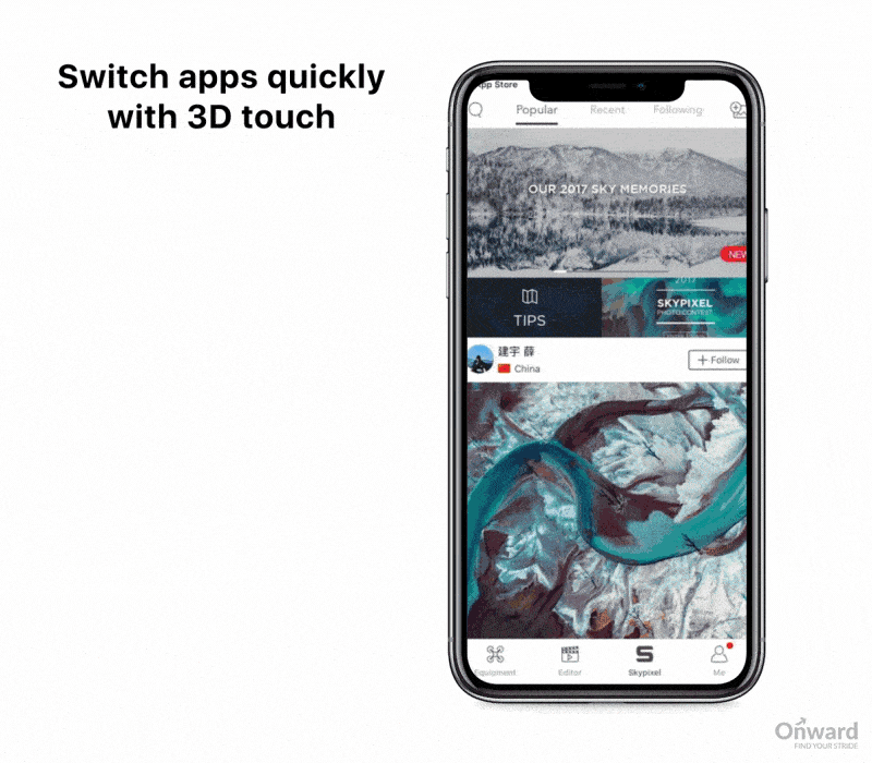 It's easy to use 3D Touch to switch apps: Press down firmly on the left edge of your screen, then swipe to the right side of the display to move the app that you’re finished with out of the way.