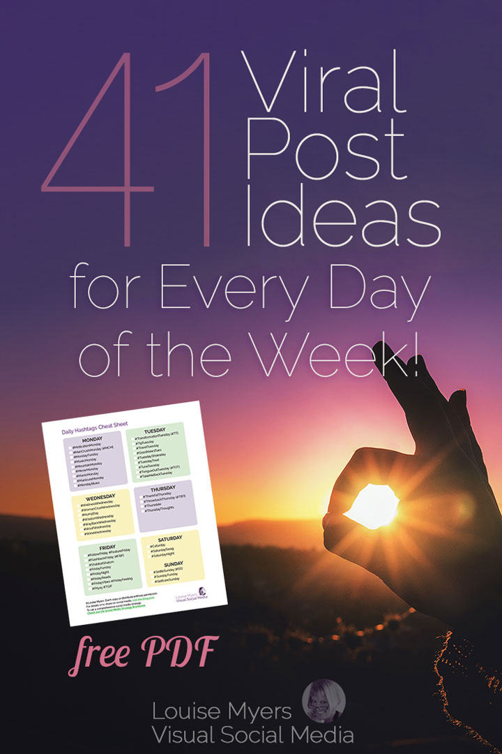 Click to blog to get your FREE days of the week hashtag cheat sheet.