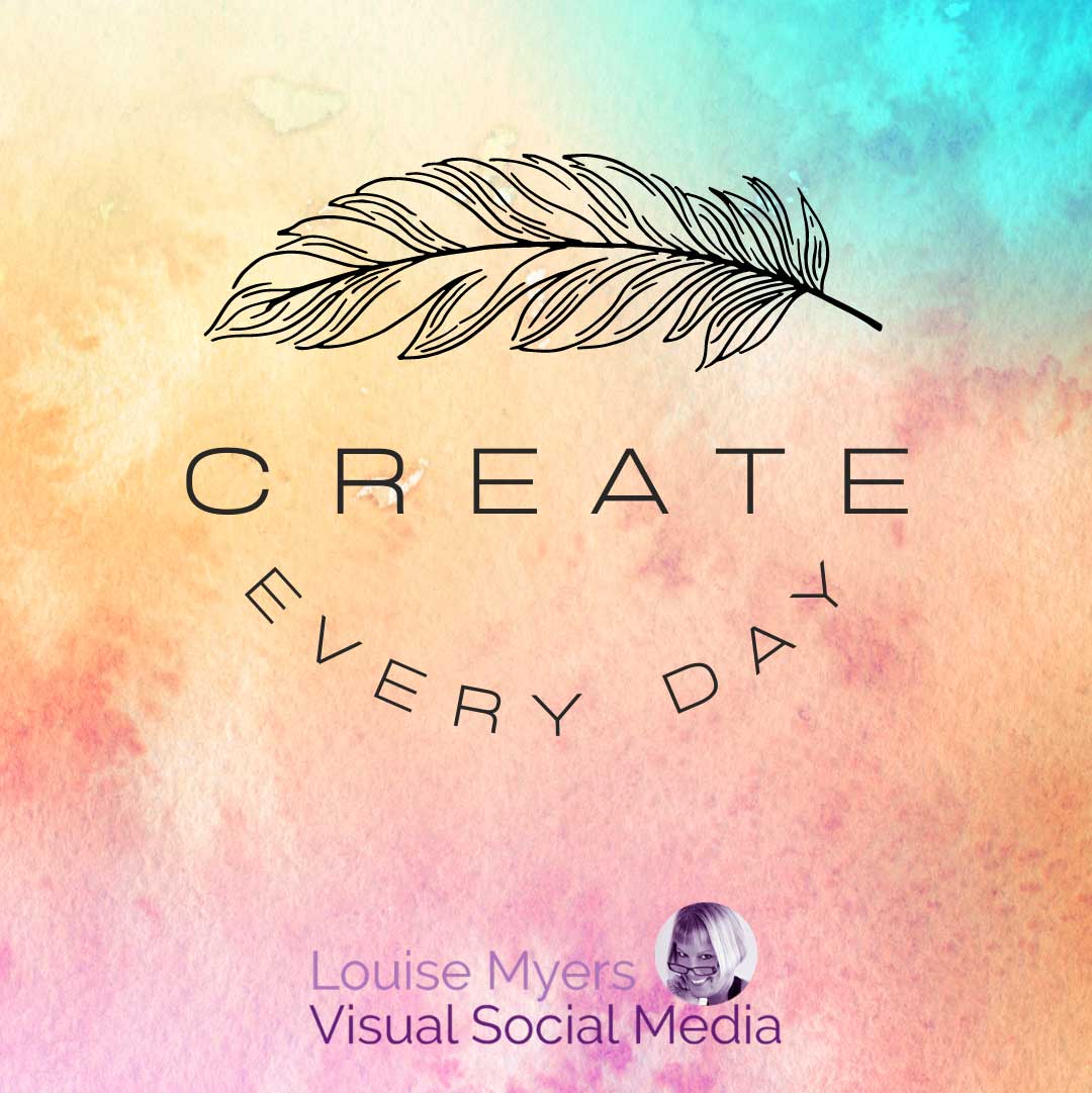 pastel color watercolor painting with feather art and words create everyday.