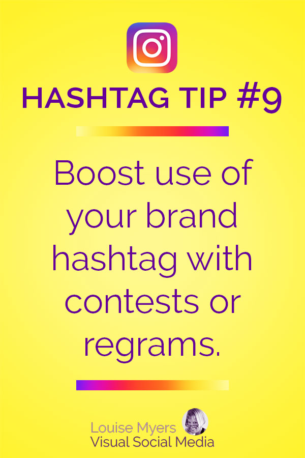 boost use of your brand hashtag - follow us on instagram use hastag sign