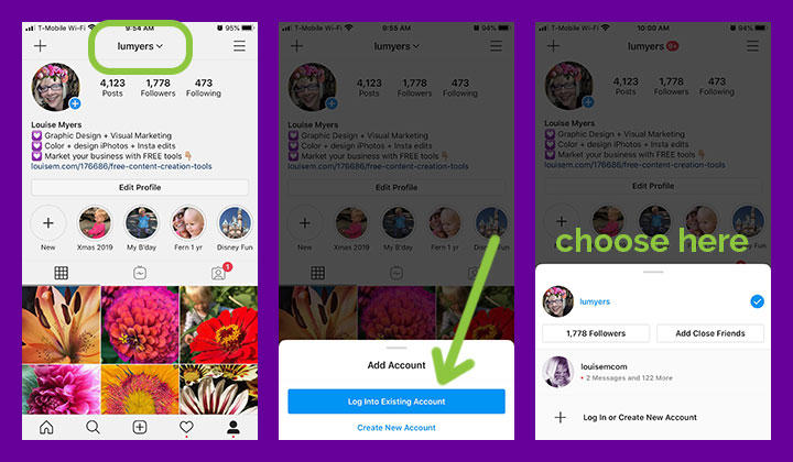 How to add Instagram Account Switching to existing accounts screenshots