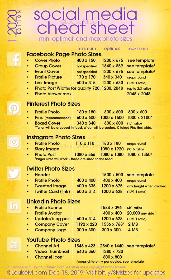 Social Media Cheat Sheet Must Have Image Sizes