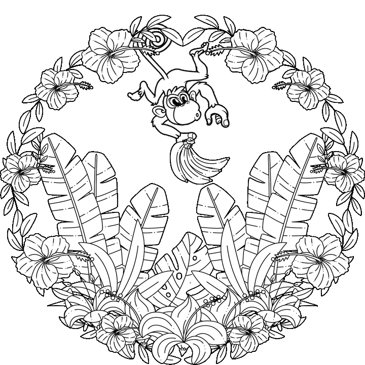 sample of free coloring page mandala in jungle motif