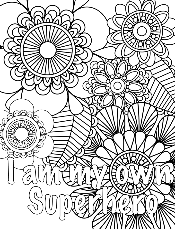 sample of free coloring page of superhero affirmation