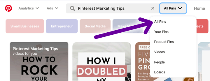 pinterest search trends