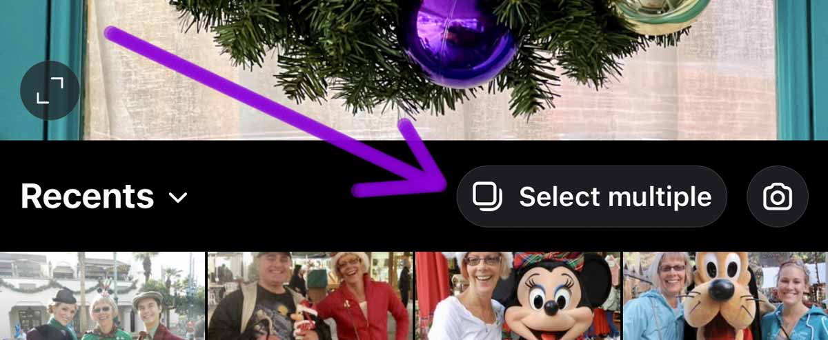 button in instagram that says select multiple to make a carousel.