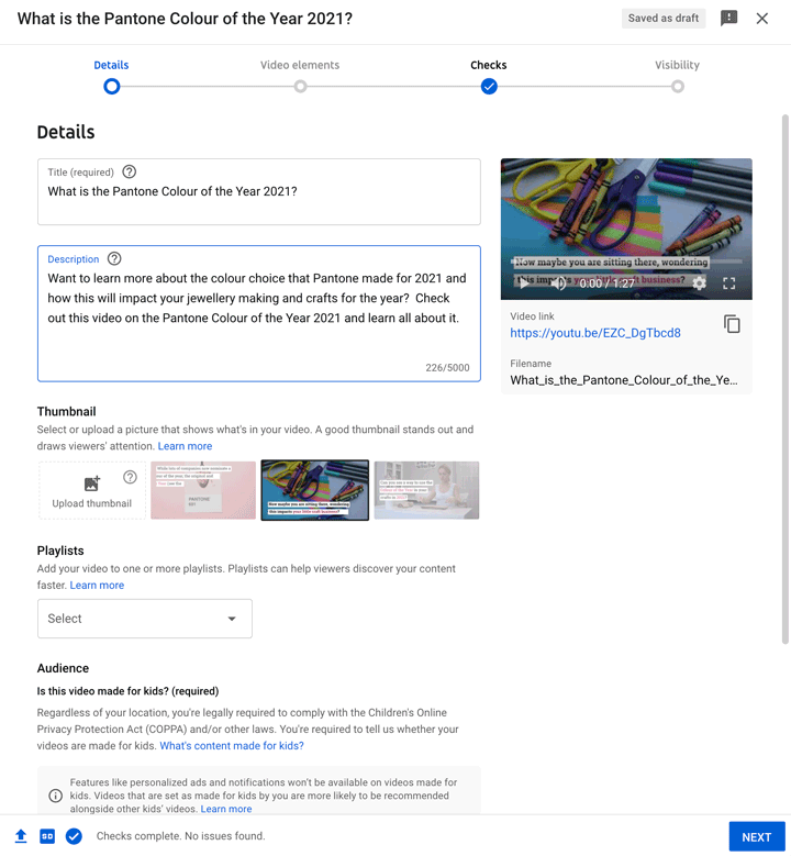 screenshot showing where to upload your YouTube video.