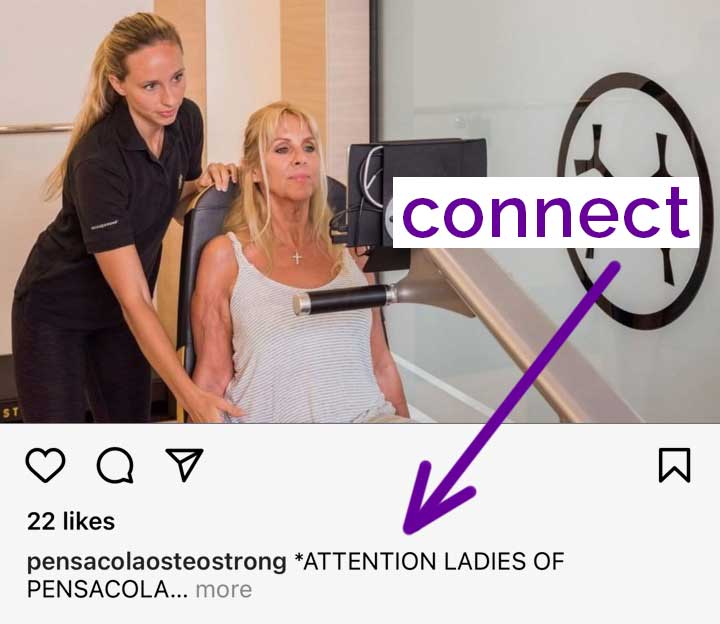 screenshot of good caption helping make a connection with your audience.