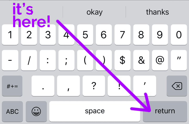 where to find the instagram return key.