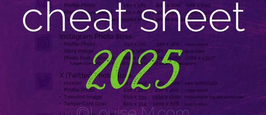 dark purple graphic with social media logos says cheat sheet 2025.