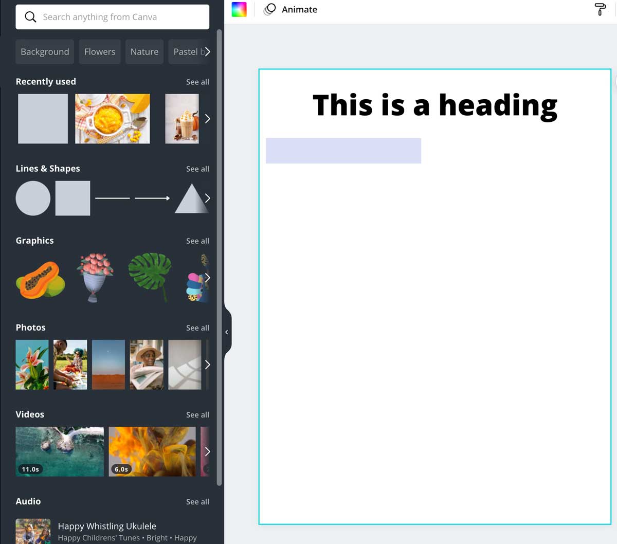 screenshot shows how to add a cell for a table in canva.