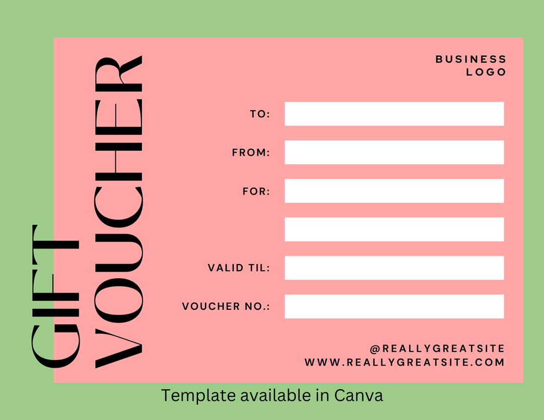 soft green and red gift voucher example.