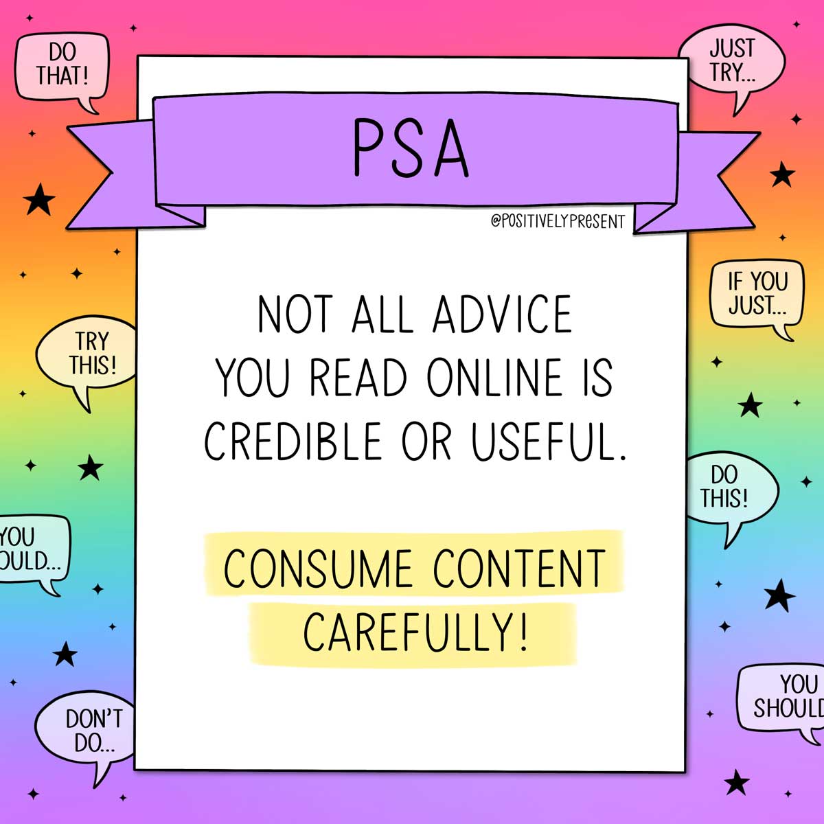 not all advice online is useful quote on colorful illustration.