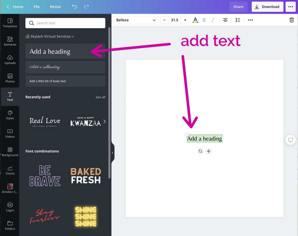 how to write horizontal text in canva