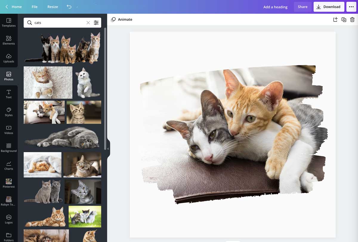 screenshot showing how to add a photo to your frame in canva.