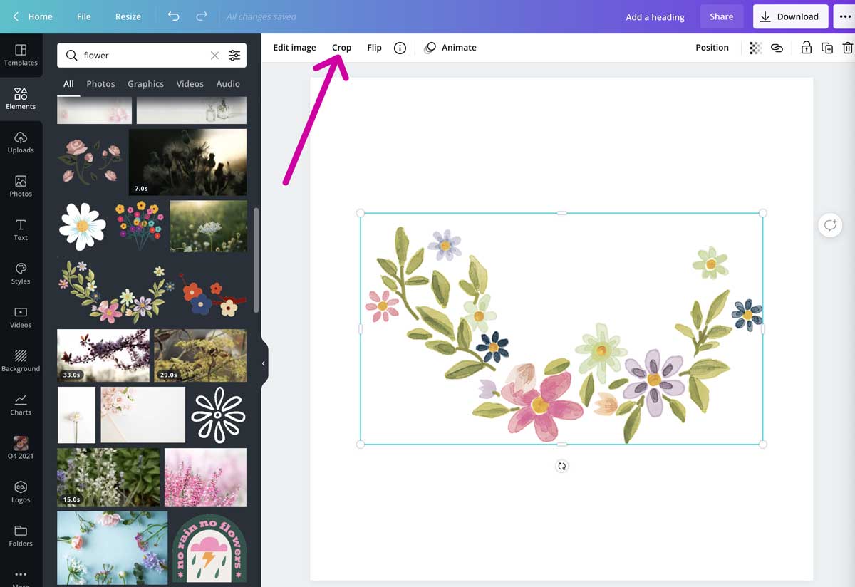 screenshot of graphic element to crop in canva.
