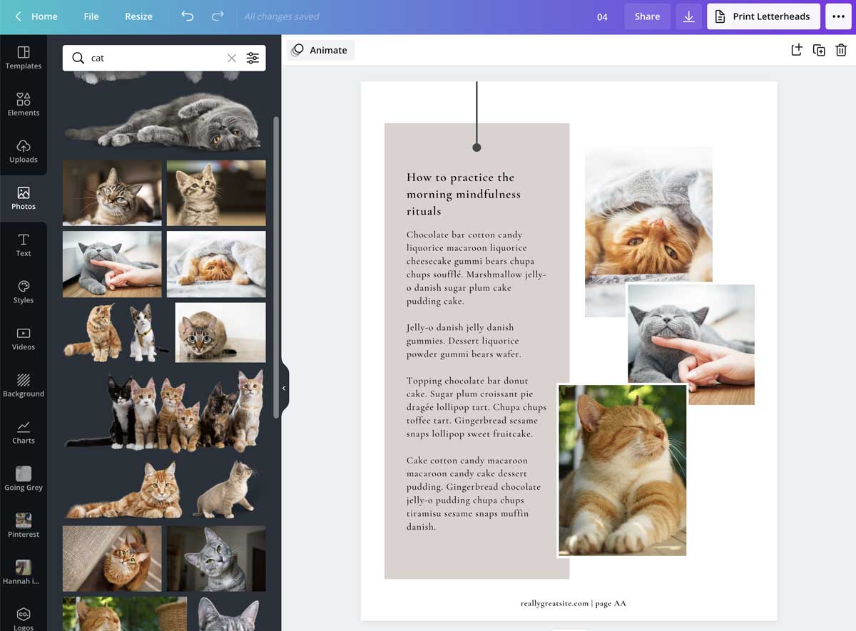 screenshot shows how to add photos to your canva ebook.