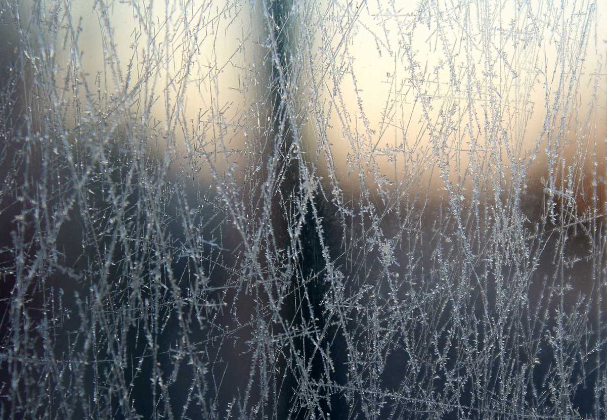 photo of frosty february window pane.