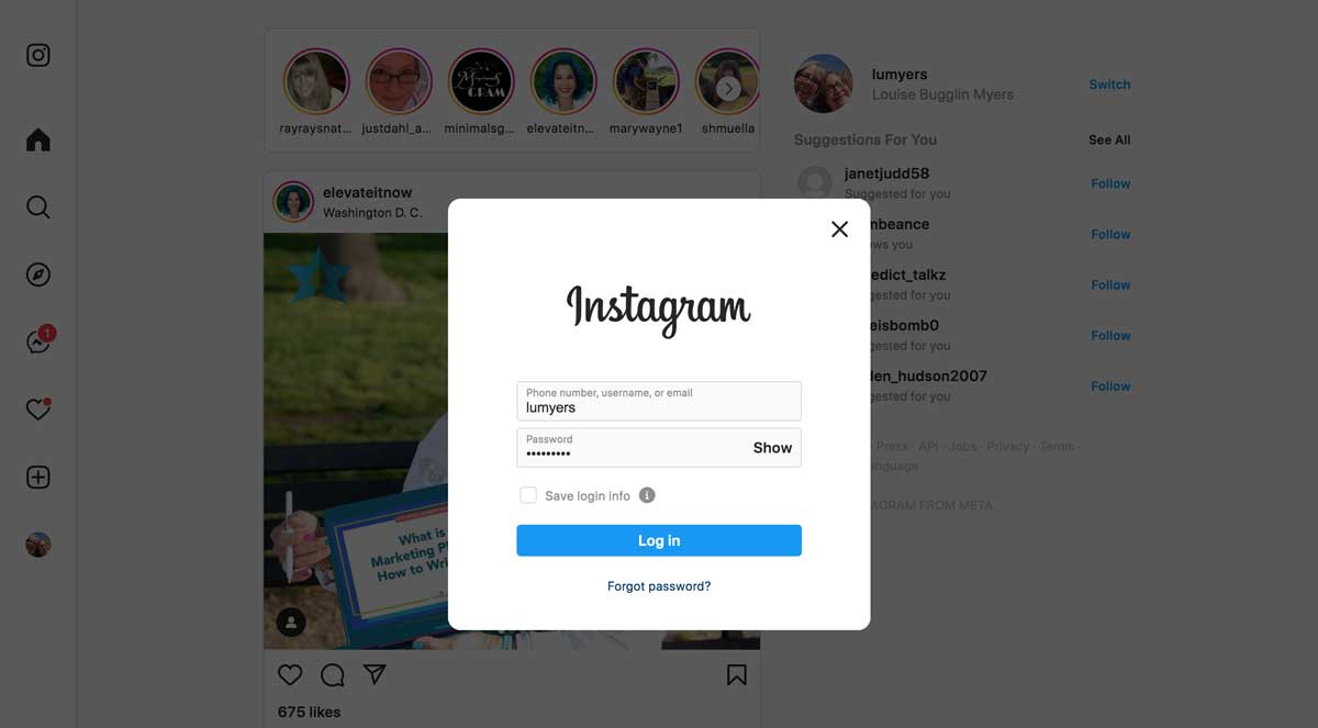 where to Enter the login info for the IG account you want to add.