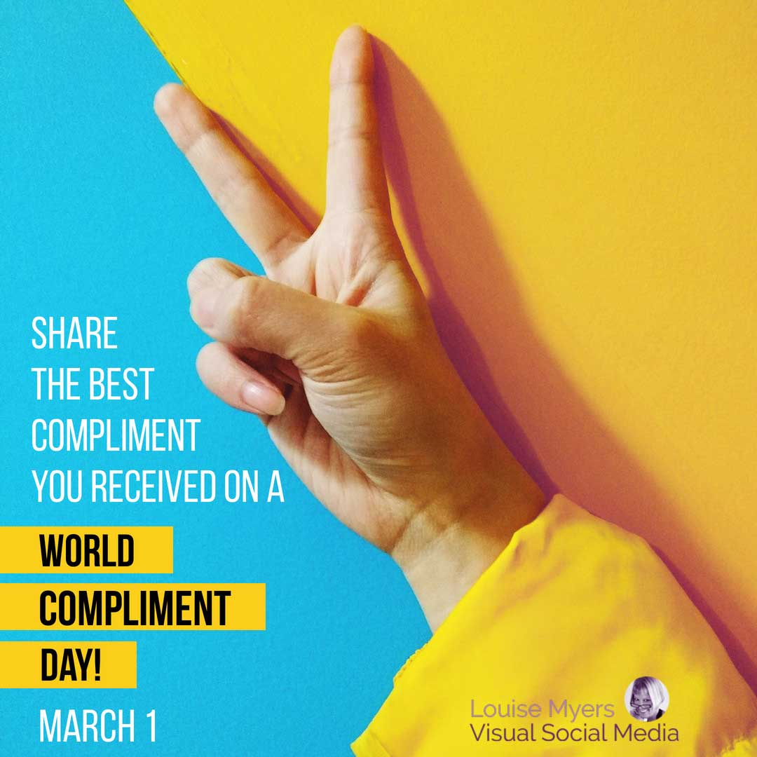 social media graphic for march 1 holiday says world compliment day.