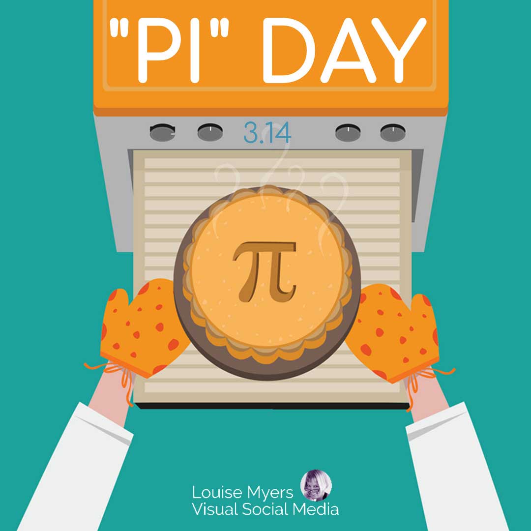 social media graphic for march 14 holiday pi day.