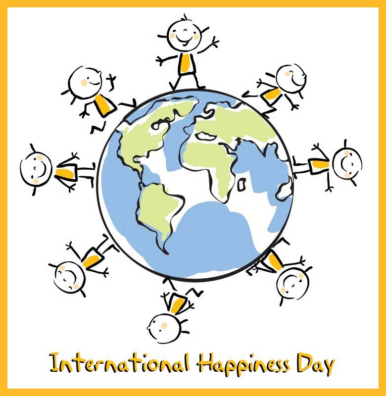 social media graphic for march 20 holiday international happiness day.