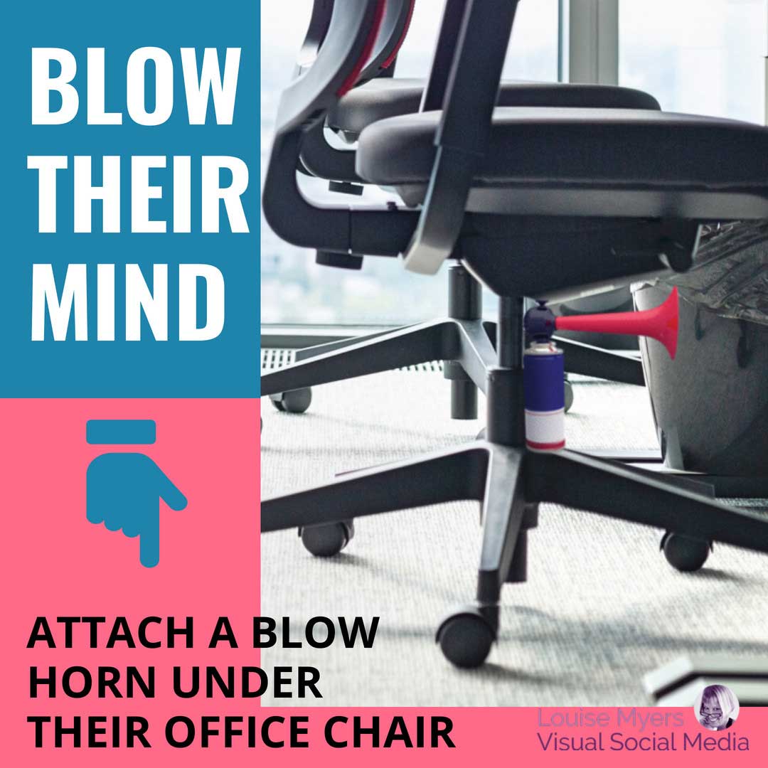 office chair with prank horn says blow their mind.