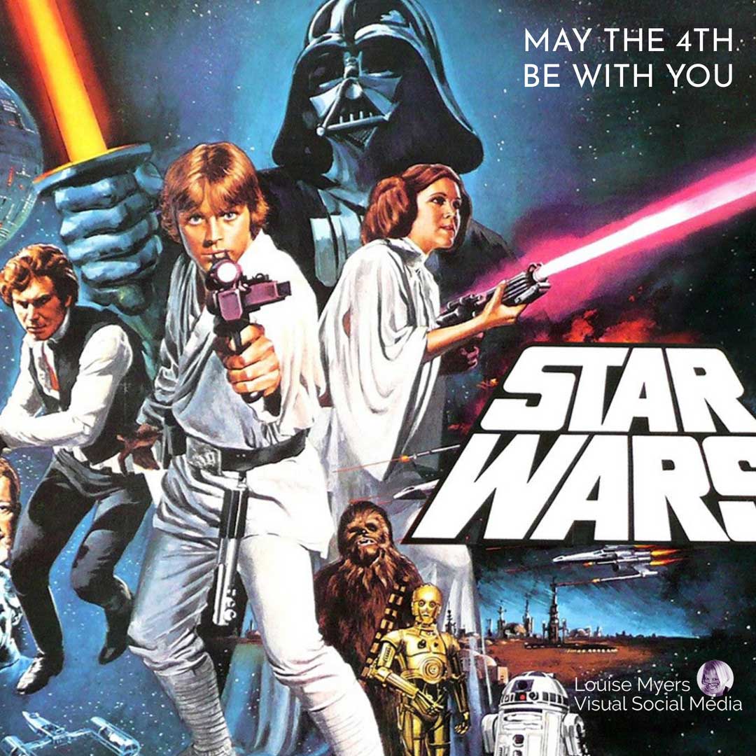 vintage star wars poster with text may the 4th be with you.